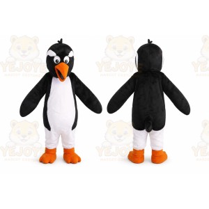 Black Penguin Mascot Costume with Custom Logo