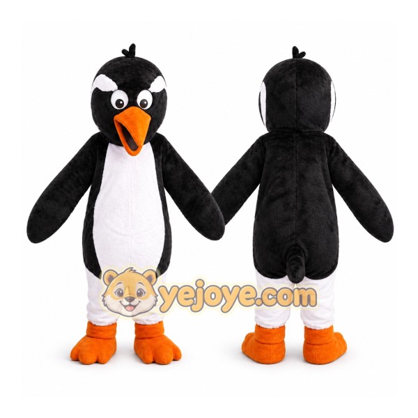 Black Penguin Mascot Costume with Custom Logo
