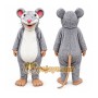 Gray Mouse Mascot Costume with Custom Logo