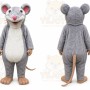 Gray Mouse Mascot Costume with Custom Logo