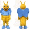 Yellow Butterfly Mascot Costume with Custom Logo