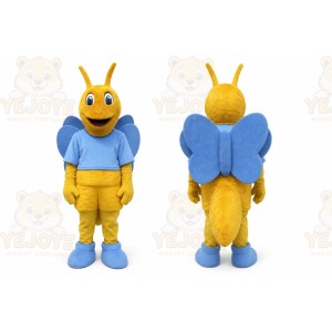Yellow Butterfly Mascot Costume with Custom Logo