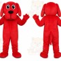 Red Dog Mascot Costume with Custom Logo