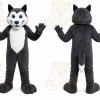Gray Wolf Mascot Costume with Custom Logo
