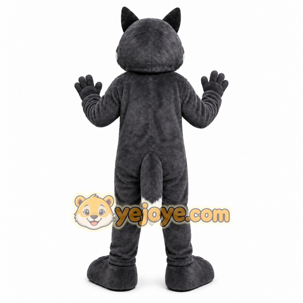 Gray Wolf Mascot Costume with Custom Logo Gray Wolf Mascot Costume with Custom Logo