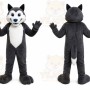 Gray Wolf Mascot Costume with Custom Logo
