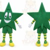 Green Star Mascot Costume with Custom Logo