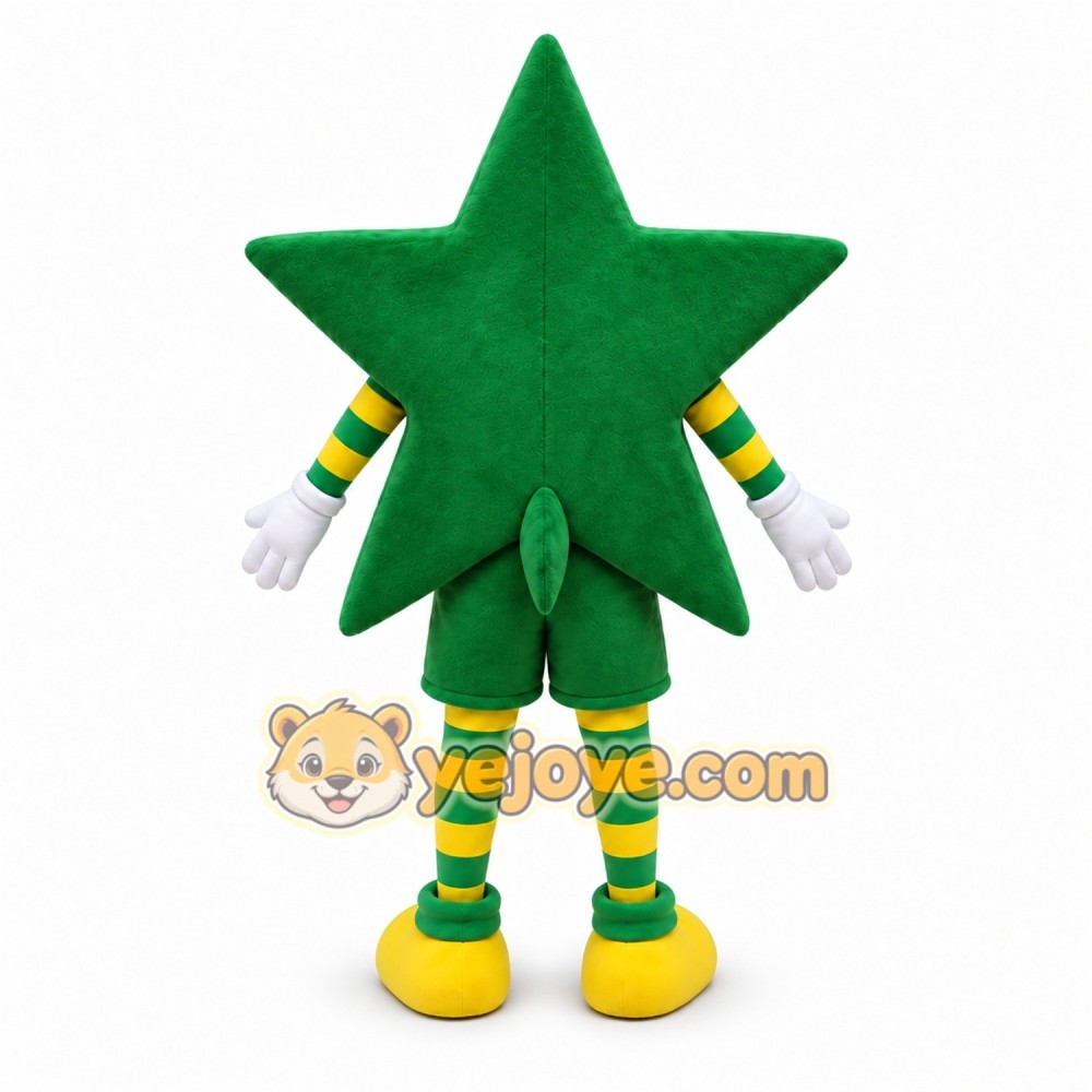 Green Star Mascot Costume with Custom Logo Green Star Mascot Costume with Custom Logo