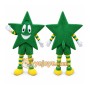 Green Star Mascot Costume with Custom Logo