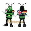 Green Bee Mascot Costume with Custom Logo