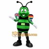 Green Bee Mascot Costume with Custom Logo