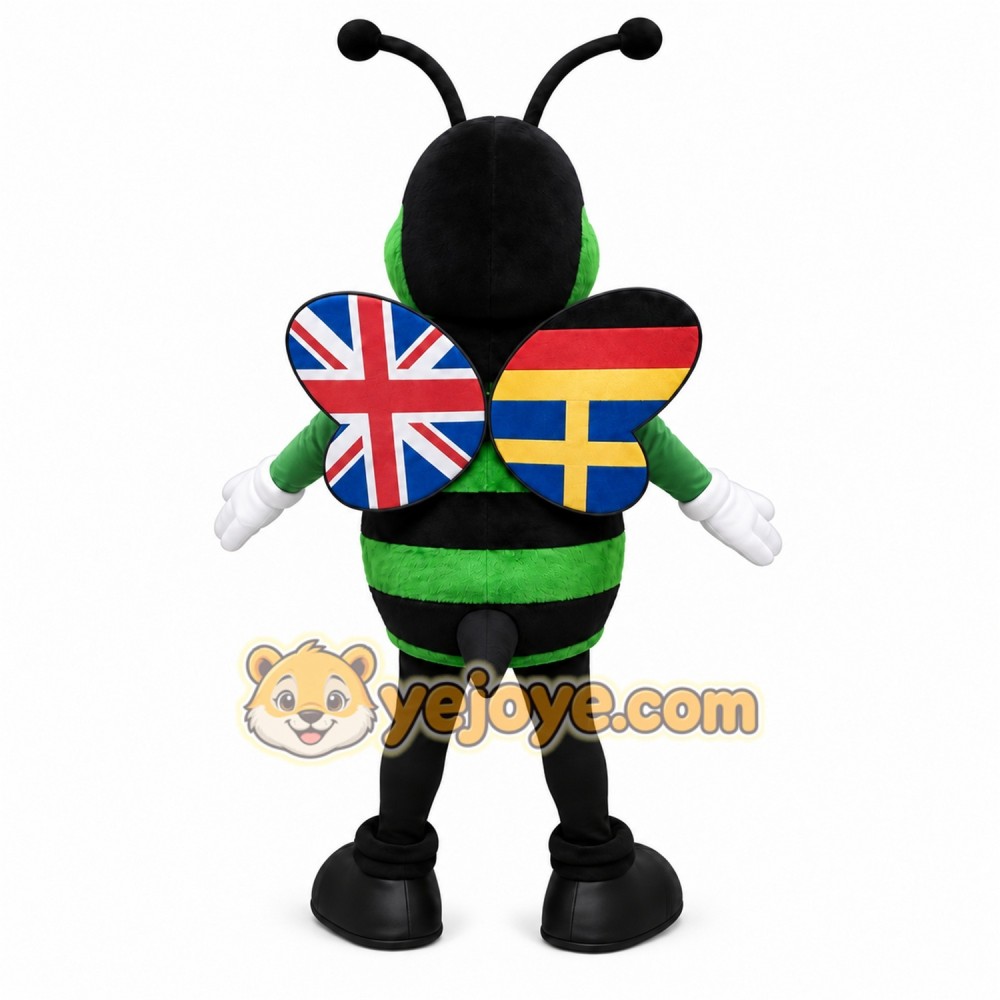 Green Bee Mascot Costume with Custom Logo