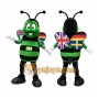 Green Bee Mascot Costume with Custom Logo