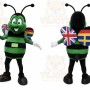 Green Bee Mascot Costume with Custom Logo