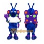 Blue Butterfly Mascot Costume with Custom Logo