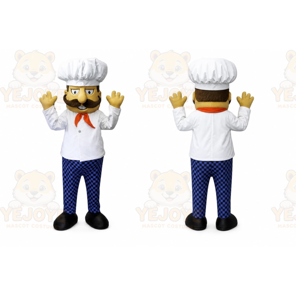 White Chef Mascot Costume with Custom Logo