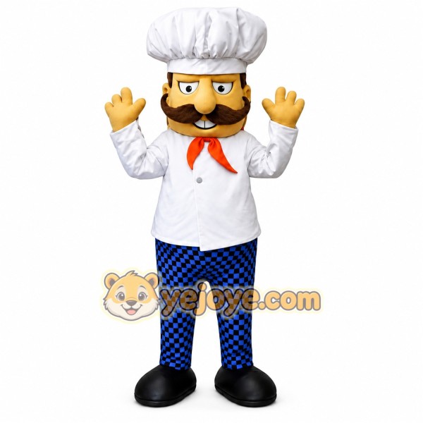 White Chef Mascot Costume with Custom Logo