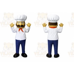 White Chef Mascot Costume with Custom Logo