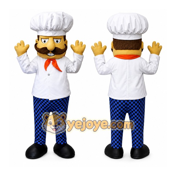 White Chef Mascot Costume with Custom Logo