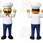 White Chef Mascot Costume with Custom Logo