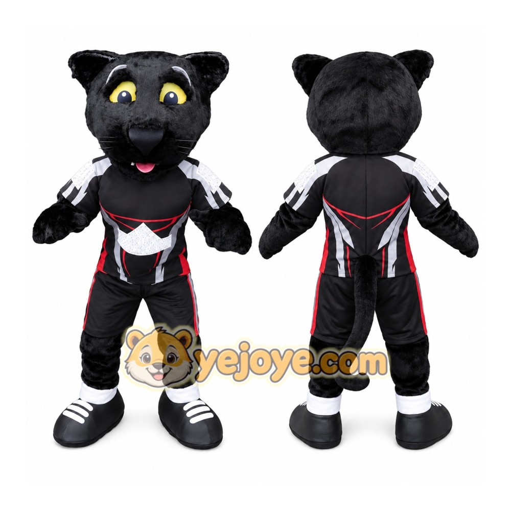 Black Panther Mascot Costume with Custom Logo Black Panther Mascot Costume with Custom Logo