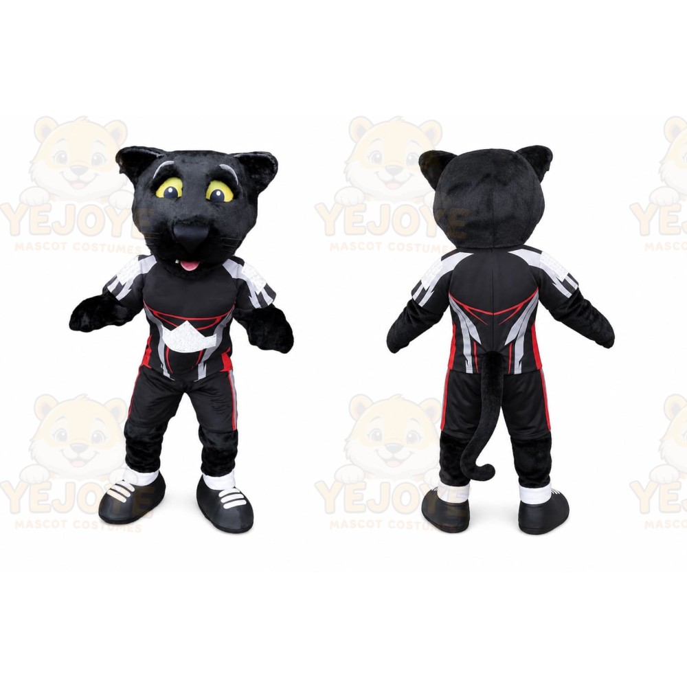 Black Panther Mascot Costume with Custom Logo
