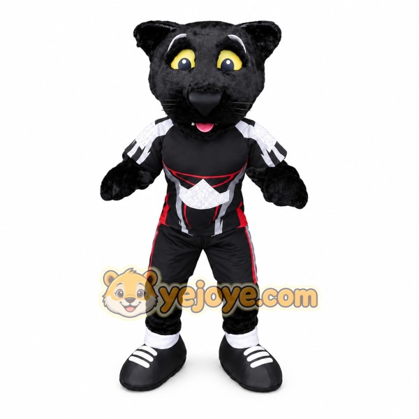 Black Panther Mascot Costume with Custom Logo