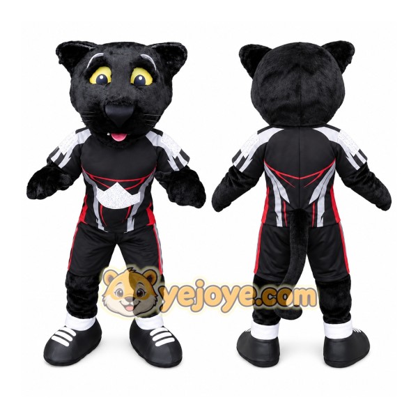 Black Panther Mascot Costume with Custom Logo