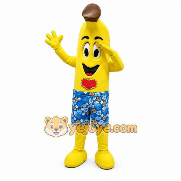 Yellow Banana Mascot Costume with Custom Logo