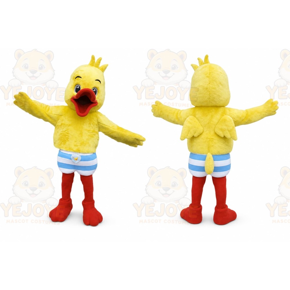 Yellow Duck Mascot Costume with Custom Logo