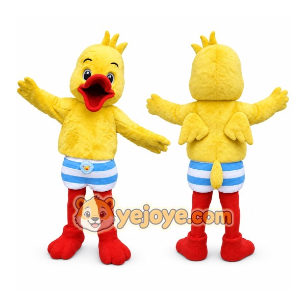 Yellow Duck Mascot Costume with Custom Logo