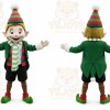 Green Elf Mascot Costume with Custom Logo
