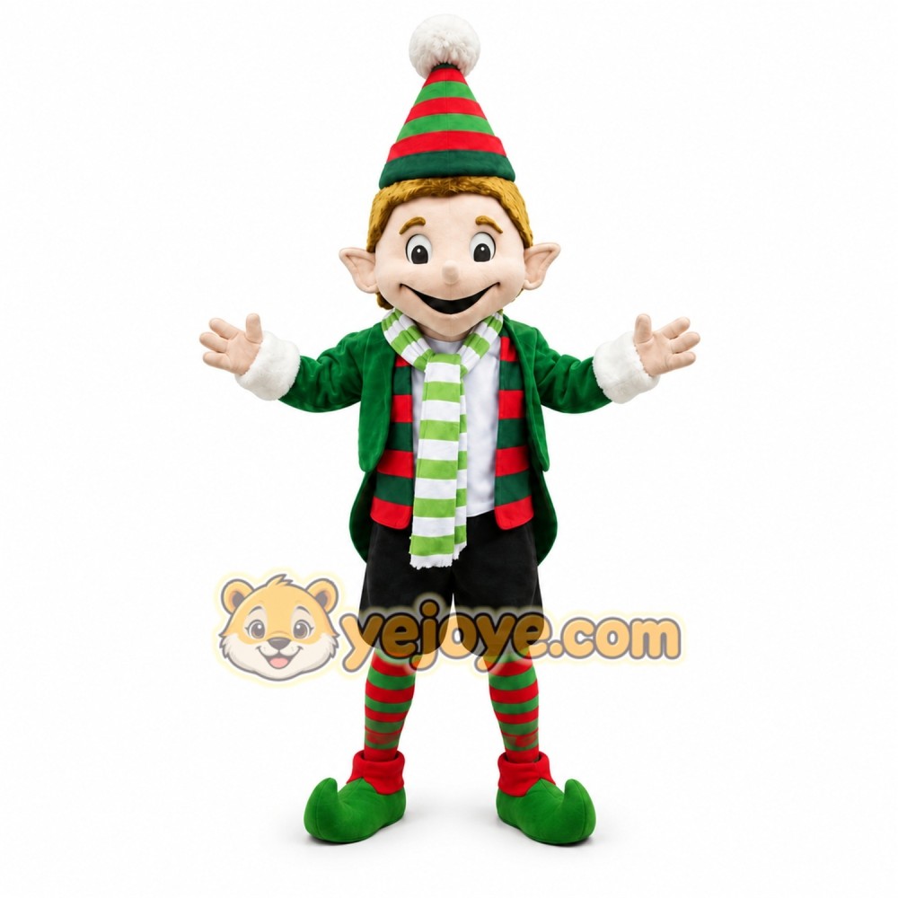 Green Elf Mascot Costume with Custom Logo Green Elf Mascot Costume with Custom Logo