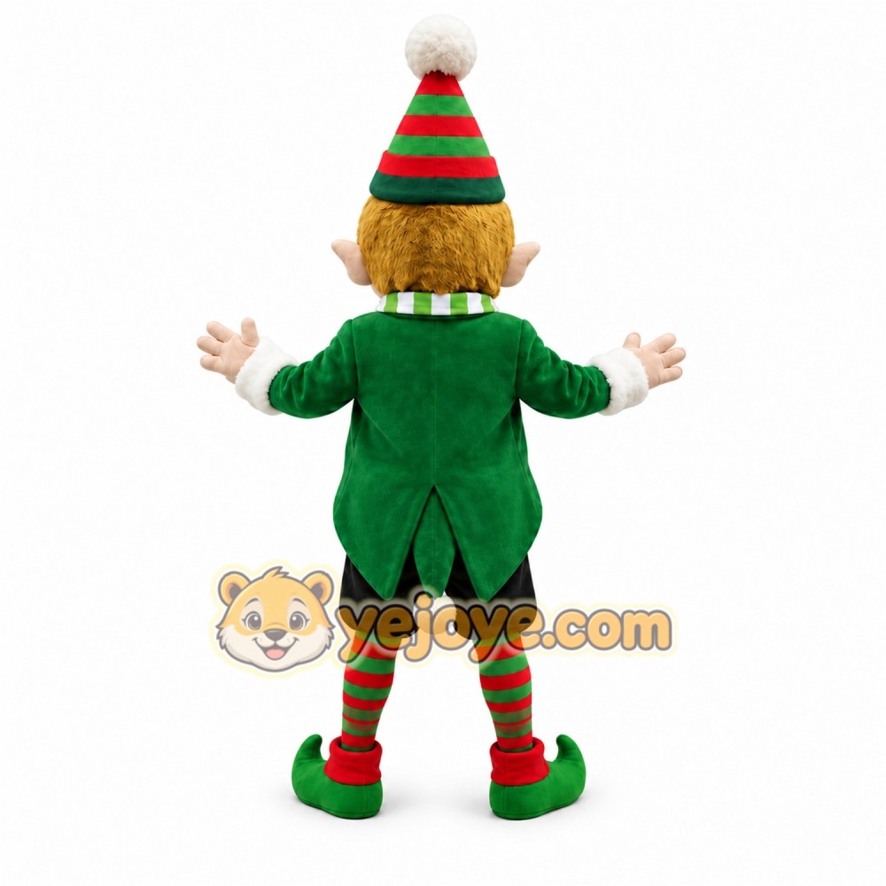 Green Elf Mascot Costume with Custom Logo Green Elf Mascot Costume with Custom Logo