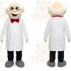 White Scientist Mascot Costume with Custom Logo