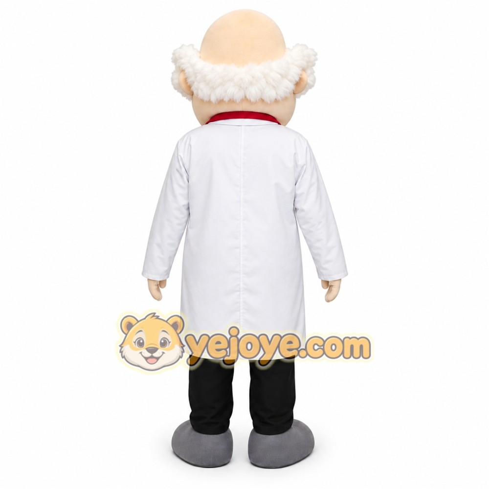 White Scientist Mascot Costume with Custom Logo White Scientist Mascot Costume with Custom Logo