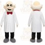 White Scientist Mascot Costume with Custom Logo