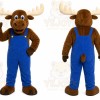 Brown Moose Mascot Costume with Custom Logo
