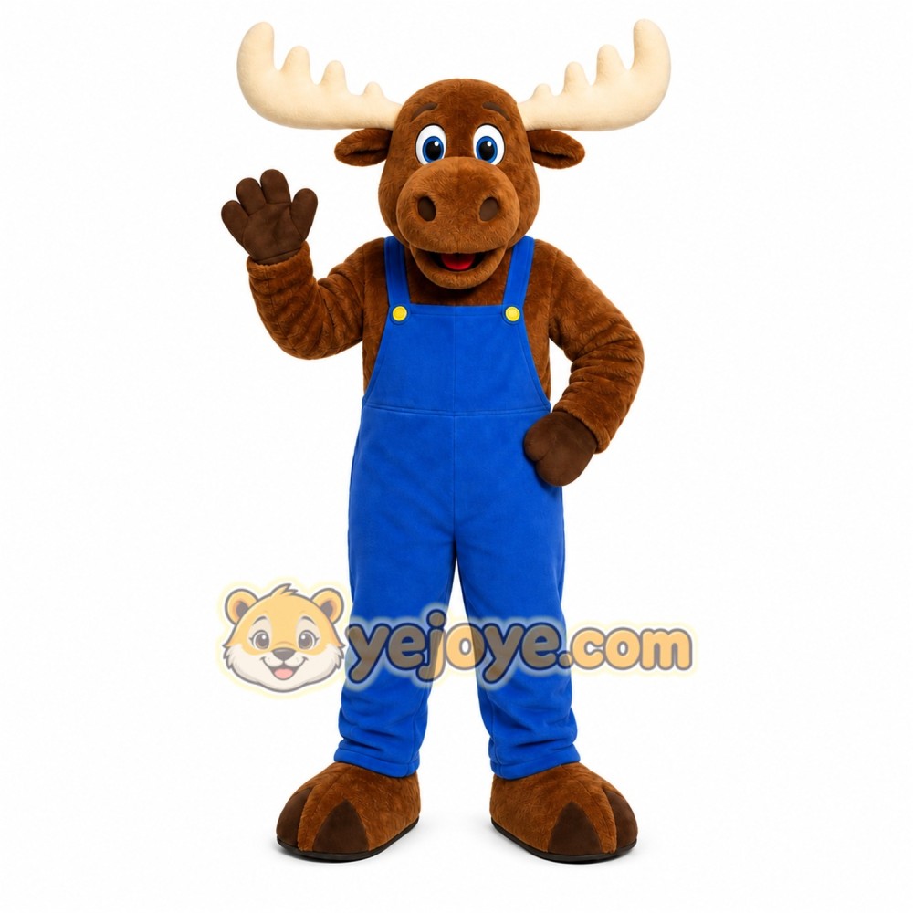 Brown Moose Mascot Costume with Custom Logo Brown Moose Mascot Costume with Custom Logo