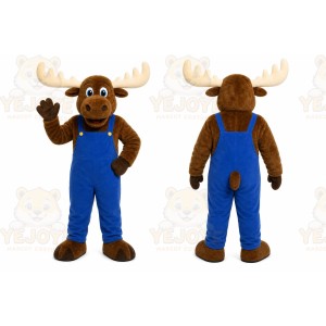 Brown Moose Mascot Costume with Custom Logo