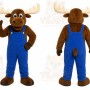 Brown Moose Mascot Costume with Custom Logo
