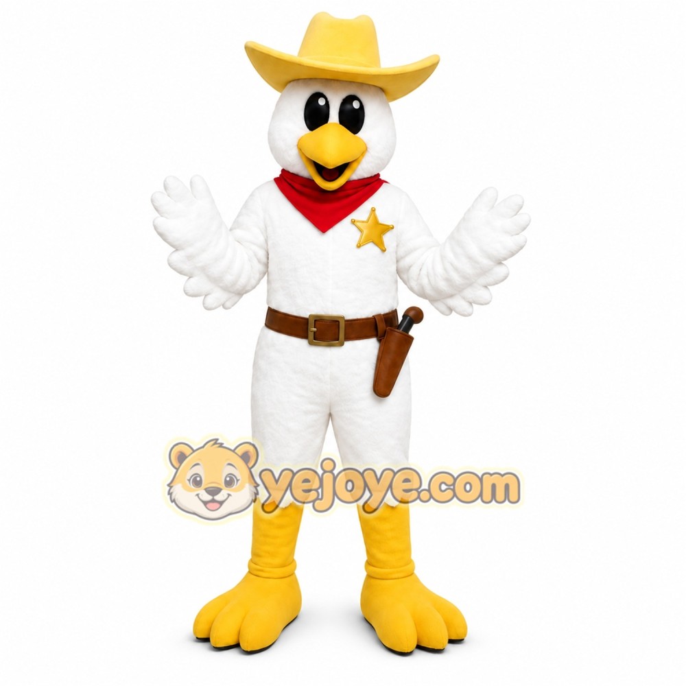 White Chicken Mascot Costume with Custom Logo White Chicken Mascot Costume with Custom Logo