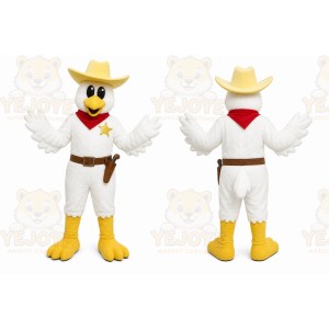 White Chicken Mascot Costume with Custom Logo