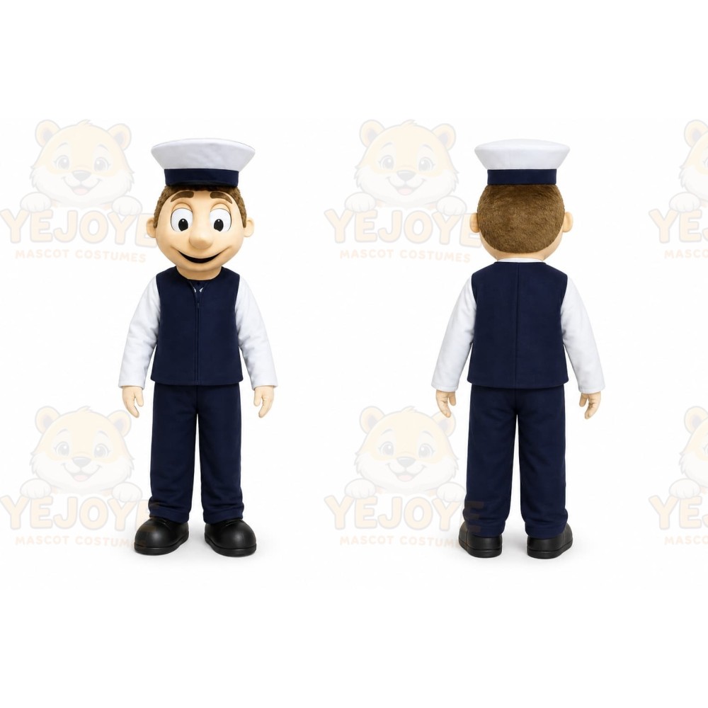 Blue Sailor Mascot Costume with Custom Logo