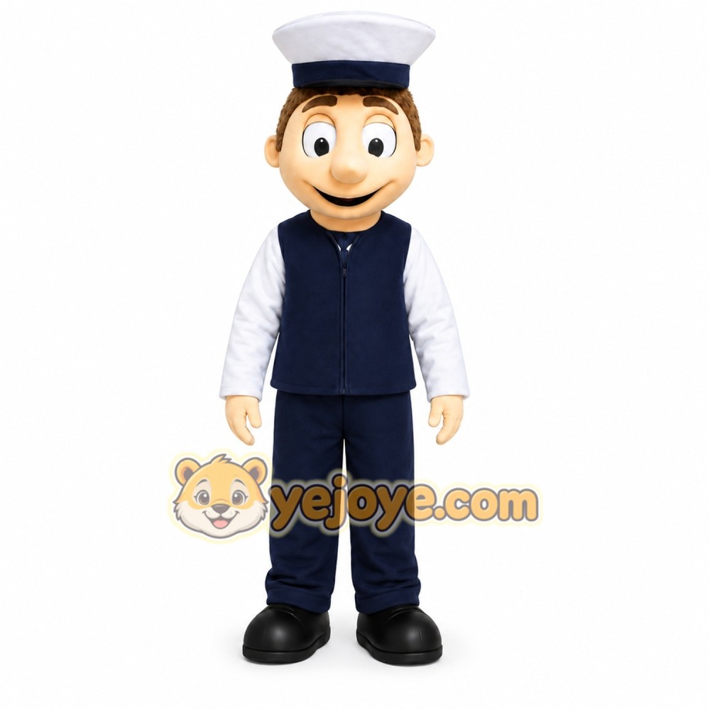 Blue Sailor Mascot Costume with Custom Logo