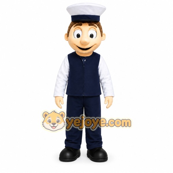 Blue Sailor Mascot Costume with Custom Logo