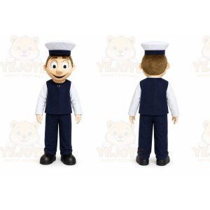 Blue Sailor Mascot Costume with Custom Logo
