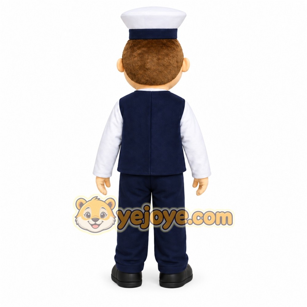 Blue Sailor Mascot Costume with Custom Logo