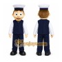 Blue Sailor Mascot Costume with Custom Logo