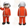 Orange Astronaut Mascot Costume with Custom Logo